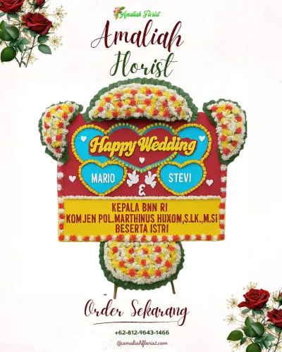 Karangan Papan Bunga Pernikahan di Tetehosi Ii